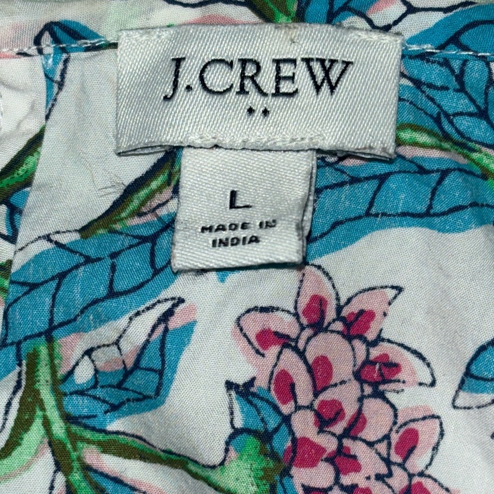 J. Crew Puff-sleeve Top Women's Size Large in Pink/blue floral Print 100% cotton - Picture 3 of 16